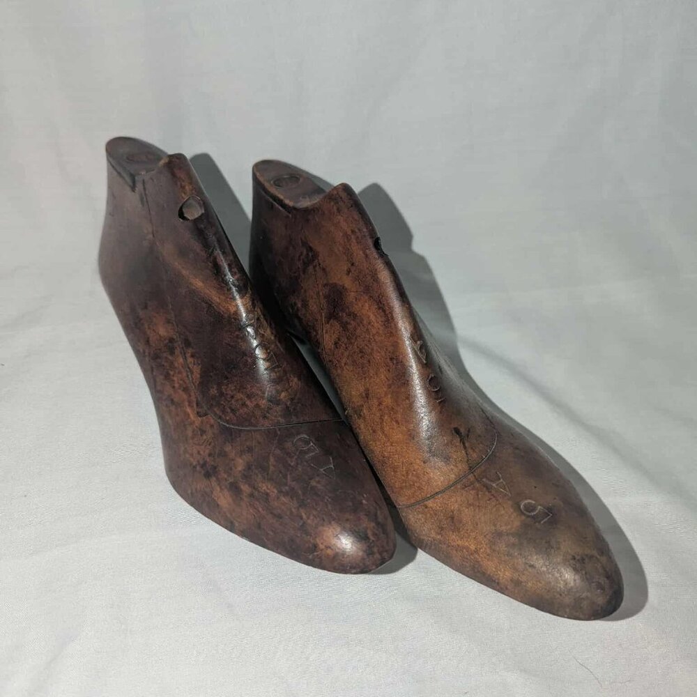 Antique Wooden Shoe Molds with Lettering on them